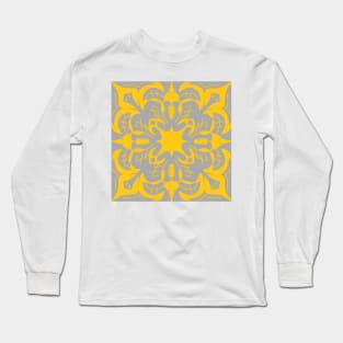 Gray and Yellow Pattern Long Sleeve T-Shirt